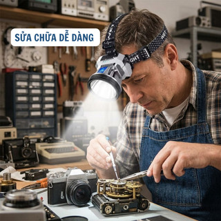 Đèn Đội Đầu Siêu Sáng 2 Màu Vàng Trắng, Sạc Nhanh Type-C, Đeo Trán Chống Nước, Chiếu Xa Mạnh, Dùng Đi Phượt Câu Cá Sửa C