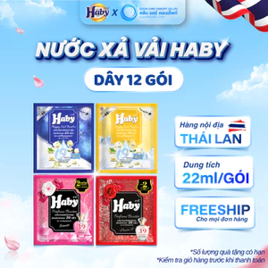 Nước Xả Vải HABY Hương Nước Hoa - Đậm đặc, Lưu hương, Khử mùi ẩm mốc, Mềm vải | 4 Dây 12 Gói