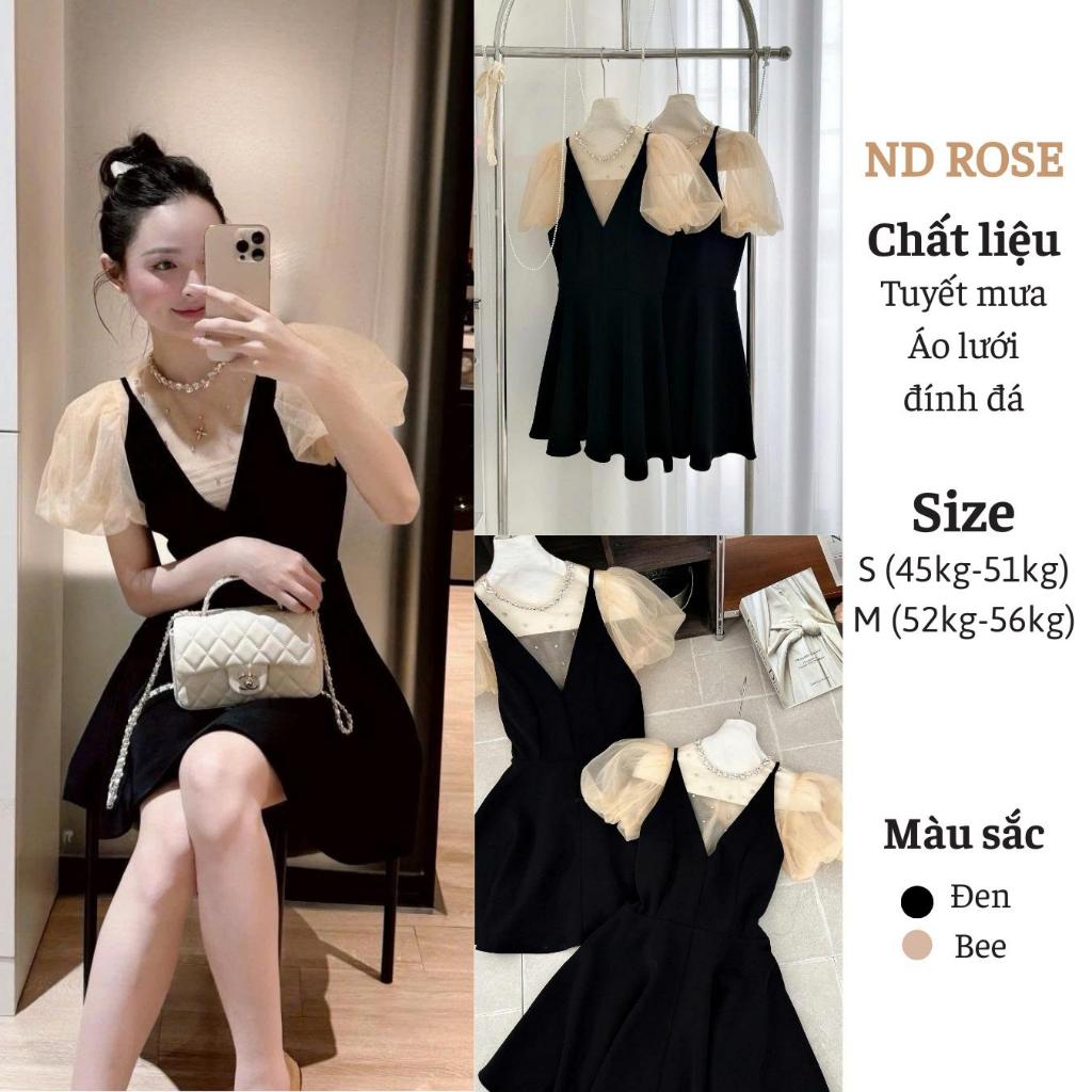 Đầm 2 Dây Mix Áo Lưới Đính Đá By ND ROSE