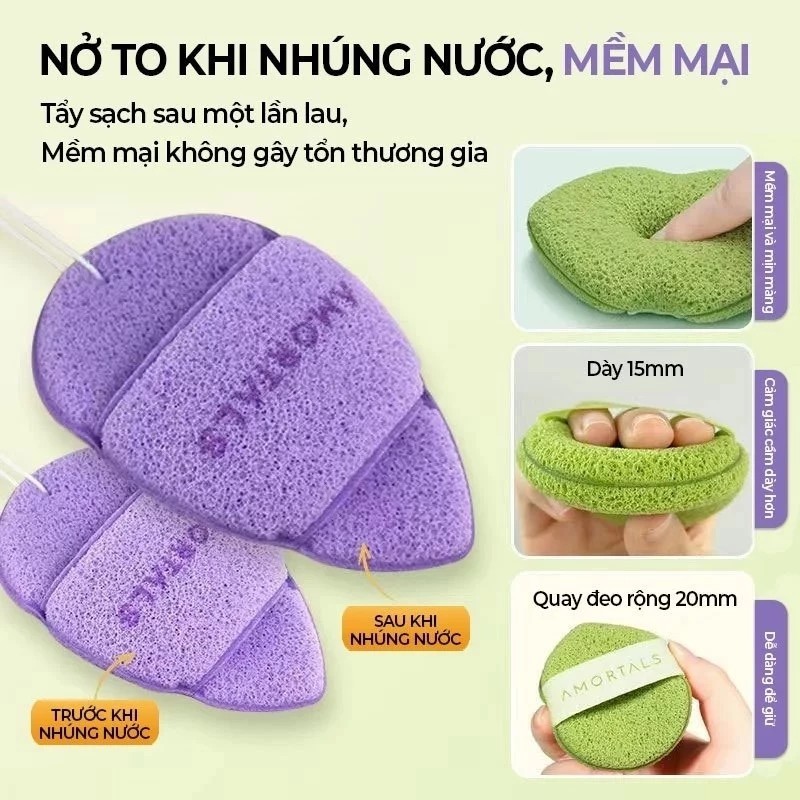 Mút Rửa Mặt AMORTALS Dạng Giọt Nước Hỗ Trợ Làm Sạch Sâu Da Mặt Dùng Được Nhiều Lần