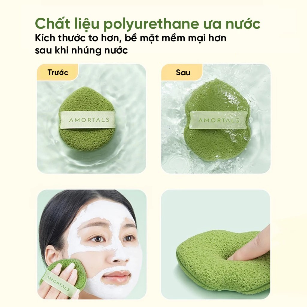 Mút Rửa Mặt AMORTALS Dạng Giọt Nước Hỗ Trợ Làm Sạch Sâu Da Mặt Dùng Được Nhiều Lần