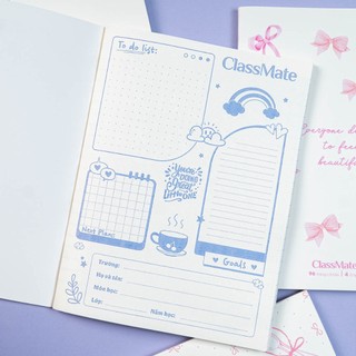 Tập 4 Ôly A5 Classmate Nơ 100GSM Giây Vàng Tráng Keo Chống Mỏi Mắt, Chống Thấm, Bìa Cán Bóng Chống Thấm Nước