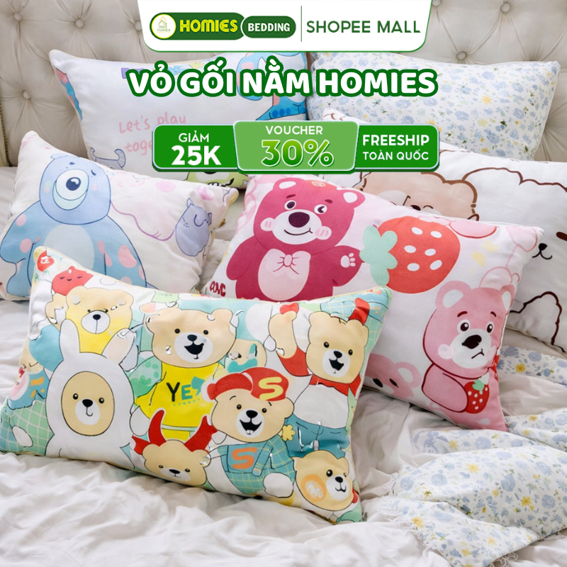 Vỏ Gối Đầu HOMIES Bedding & Décor Vải PL Cotton Nhiều Họa Tiết - Kích Thước 45cm x 65cm