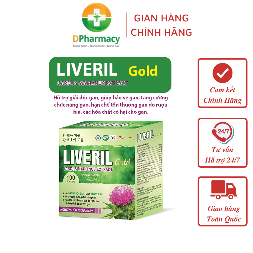 Viên Uống Nang Mềm Liveril Gold, hỗ trợ giải độc gan, giúp bảo vệ gan, tăng cường chức năng gan,100v