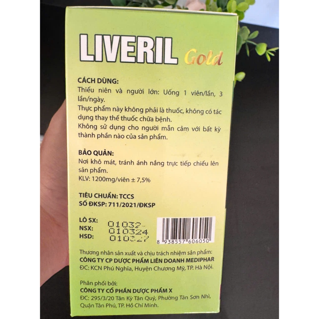 Viên Uống Nang Mềm Liveril Gold, hỗ trợ giải độc gan, giúp bảo vệ gan, tăng cường chức năng gan,100v