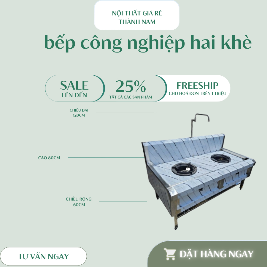 Bàn Bếp Gas Công Nghiệp 1 Họng Inox – Chịu Nhiệt Cao, Dành Cho Nhà Hàng & Quán Ăn