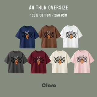 Áo Thun Nam Nữ Oversize 100% Cotton Cao Cấp CLARO - Cà rốt và tai thỏ