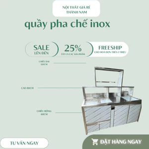 QUẦY PHA CHẾ TRÀ SỮA CÓ BÁNH XE DI CHUYỂN THIẾT KẾ NHỎ GỌN GIÁ SẢN XUẤT TRỰC TIẾP TẠI XƯỞNG