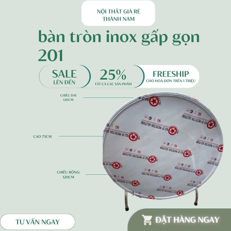 bàn tròn inox 201 và 304 ăn tiệc sản xuất tại xưởng ship hỏa tốc