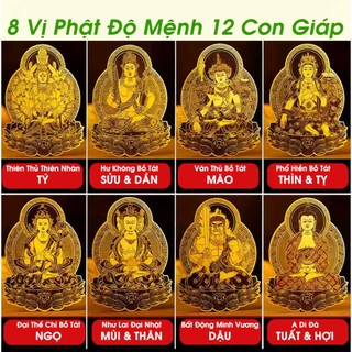 Miếng Dán Cao Cấp 8 Vị Phật Bản Mệnh 12 Con Giáp , Có Keo Dán