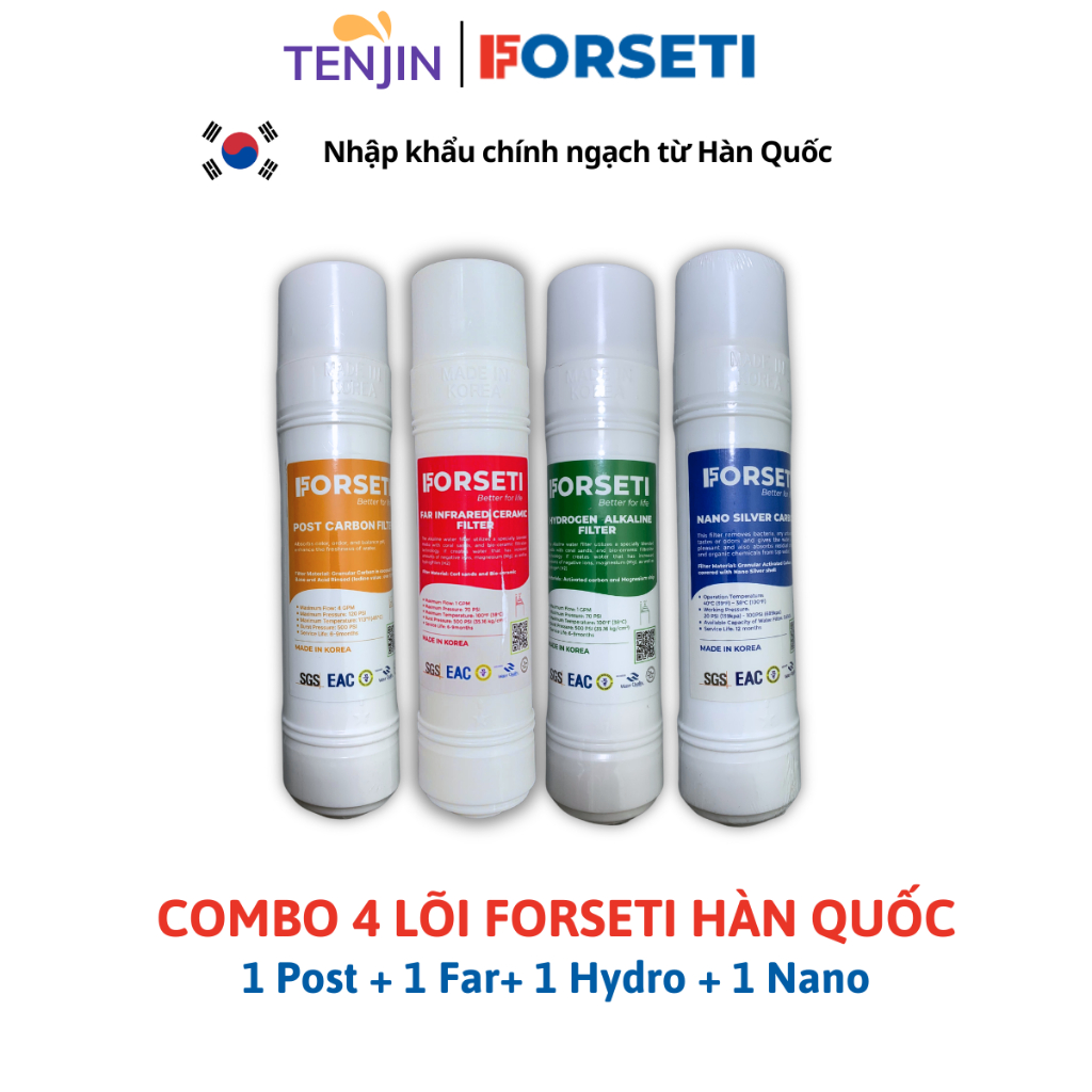 Combo 9 Lõi Lọc Forseti Gồm 2 Sed 2 Pre + 1 Màng RO + 1 Post 1 Infrared 1 Hydrogen 1 Nano Model WPK-910, WPK-915...