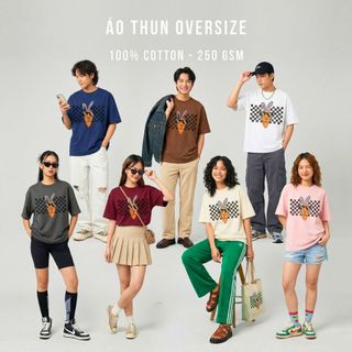 Áo Thun Nam Nữ Oversize 100% Cotton Cao Cấp CLARO - Cà rốt và tai thỏ