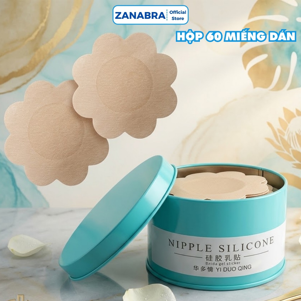 Miếng Dán Ngực Giấy Hình Hoa, Hộp 60 Miếng Dán Ti Dính Chắc Không Lộ Viền ZANABRA D307