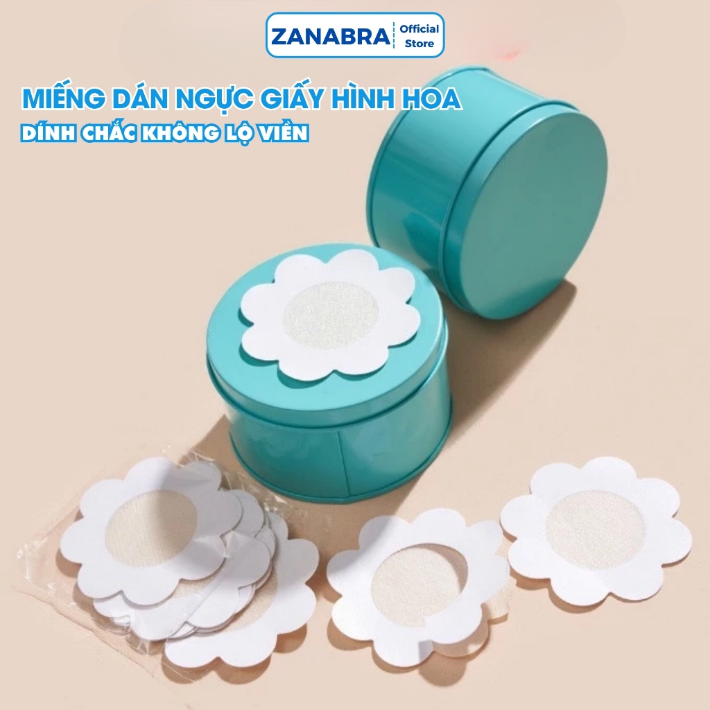 Miếng Dán Ngực Giấy Hình Hoa, Hộp 60 Miếng Dán Ti Dính Chắc Không Lộ Viền ZANABRA D307