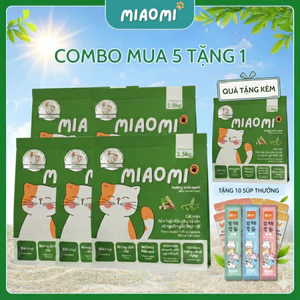 Cát Mèo MiaoMi Hương Biển Xanh 2.5kg - Cát Sắn Vón Nhanh, Khử Mùi, Ít Bụ