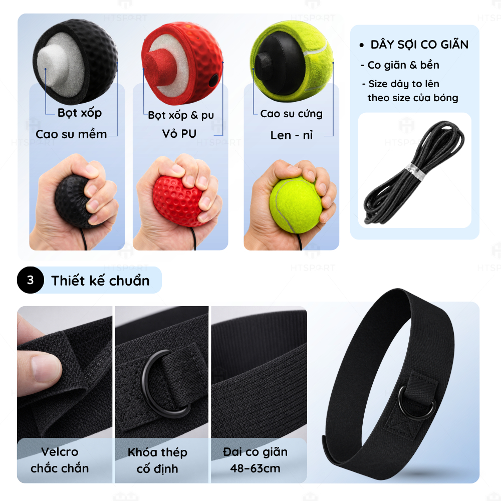 Bóng Tập Phản Xạ Boxing Phản Xạ Tay Nhanh, Bóng Luyện Tay Đấm Bốc Võ Thuật Đeo Đầu 3 Loại Tùy Chọn