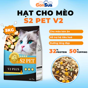 Hạt Cho Mèo S2PET V2 Thêm 50% Topping, Kích Thích Thèm Ăn, Tăng Cân, Phù Hợp Mọi Lứa Tuổi