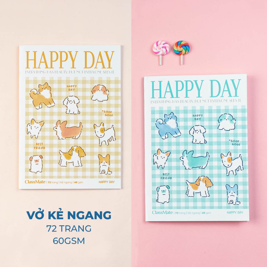 Vở Kẻ Ngang B5 Classmate Vở Viết 60gsm 72 Trang Bìa Happy Day Chống Nước Cho Học Sinh Sinh Viên Ghi Chép Bài NB5-07-0336