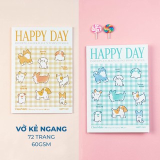 Vở Kẻ Ngang Classmate Happy Day B5 72/120/200 Trang, Giấy Mịn, Chống Loá, Ăn Mực, Bìa Chống Nước, Ghi Chép Dễ Dàng