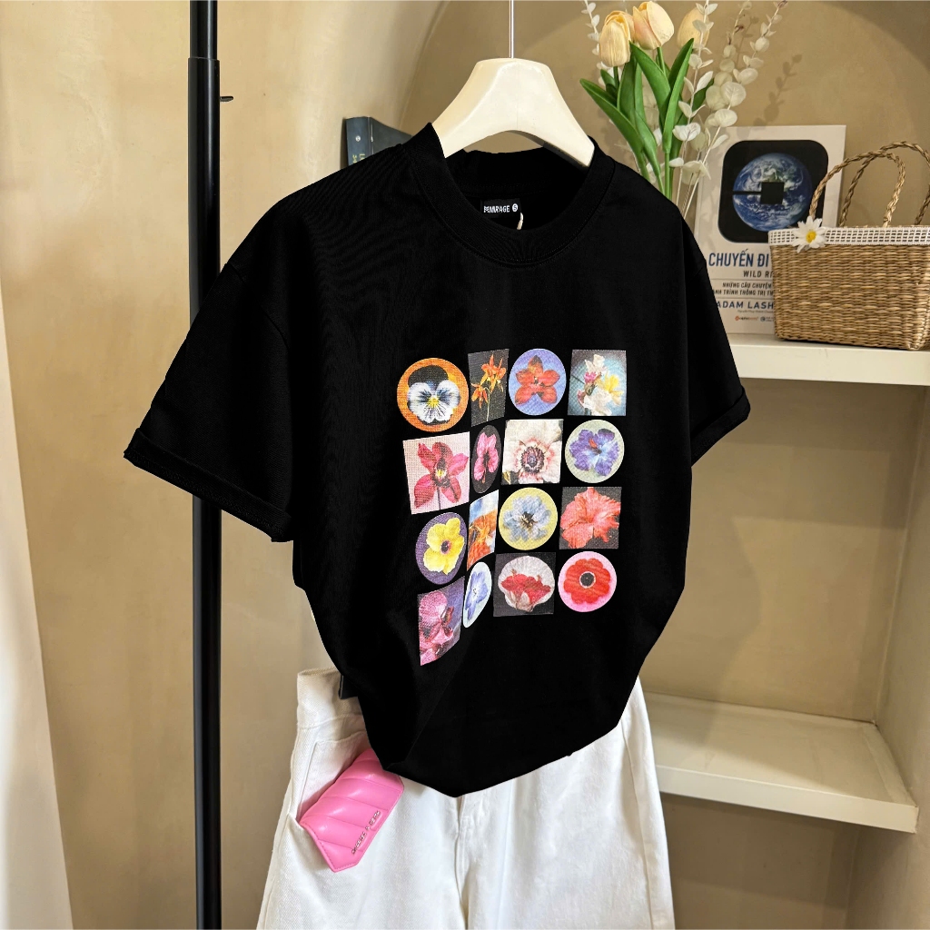 Áo Thun Boxi Ô Hoa Đen Năng Động, Chất Cotton Mềm Mịn, Có Kèm Hình Thật.