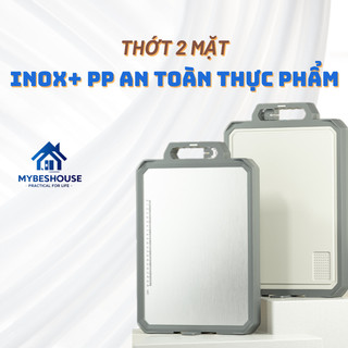 Thớt kháng khuẩn 2 mặt bản to, mặt inox 316 hoặc 304, mặt nhựa PP, kháng khuẩn, chống nấm mốc chống tràn có mài dao