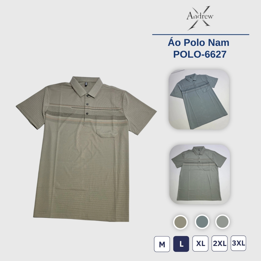 Áo Polo Nam POLO-6627 Cotton Dày Dặn - Thoáng Khí Thấm Hút Tốt - Co Giãn Êm Form Đứng Dễ Mặc