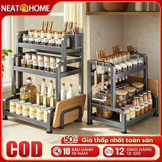 Kệ Để Gia Vị Nhà Bếp 2–3 tầng thép sơn tĩnh điện kệ để dao thớt chai lọ dầu ăn đa năng