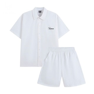 Bộ Quần Áo Nam Chất Kaki Hàn Cao Cấp Áo Sơ Mi Tay Ngắn + Quần Short Lưng Thun Form Rộng Thoáng Mát