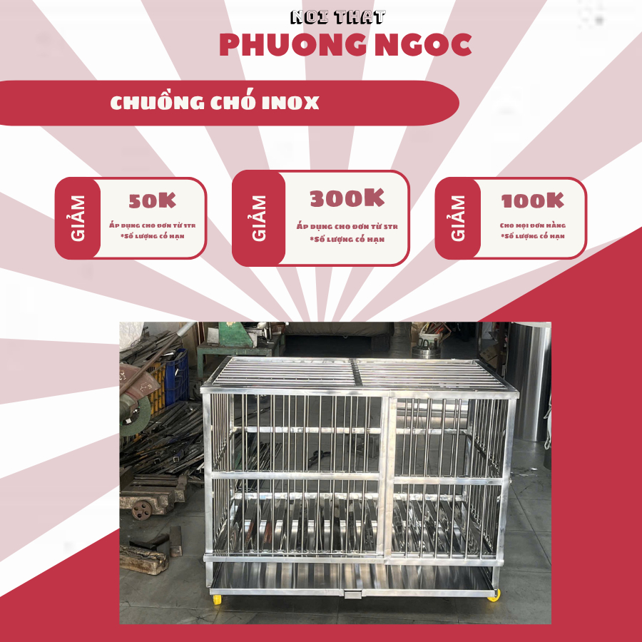 CHuồng CHó INOX 304 có kèm khay vệ sinh (sản xuất tại xưởng)