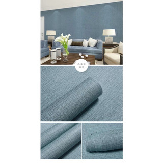 Giấy dán tường giả vải sang trọng bề mặt nhám chống thấm nước tự dính, decal dán tường phòng khách, phòng ngủ