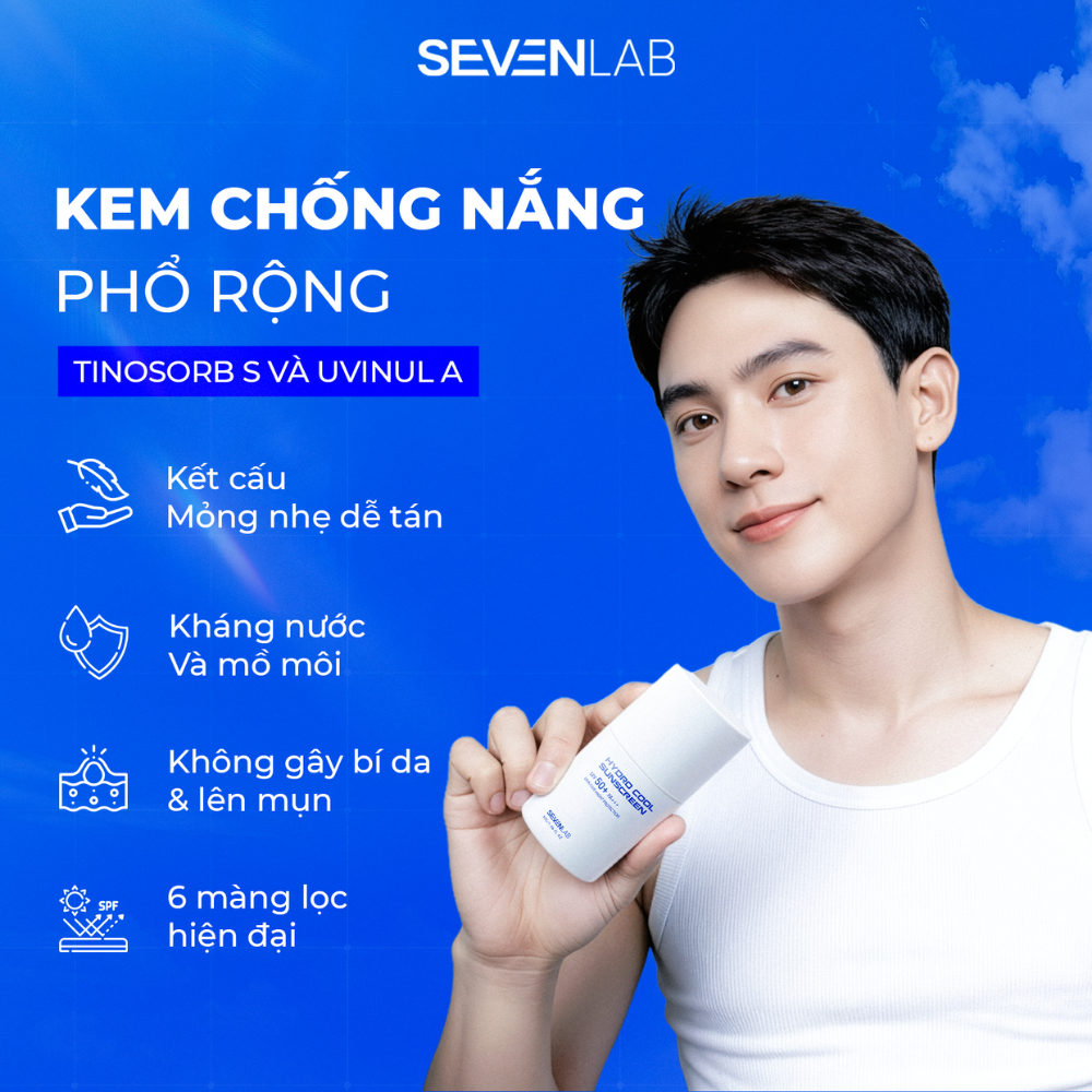 Combo serum dưỡng trắng da và kem chống nắng kiềm dầu phổ rộng SEVENLAB giúp mờ thâm bảo vệ da khỏi tia UVA UVB