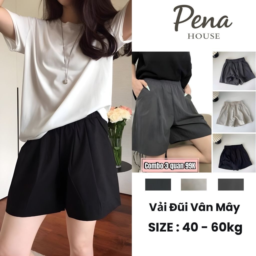 [ SÉT 3 QUẦN ] SOOC ĐŨI VÂN MÂY CO TÚI CHẤT MÁT MÙA HÈ