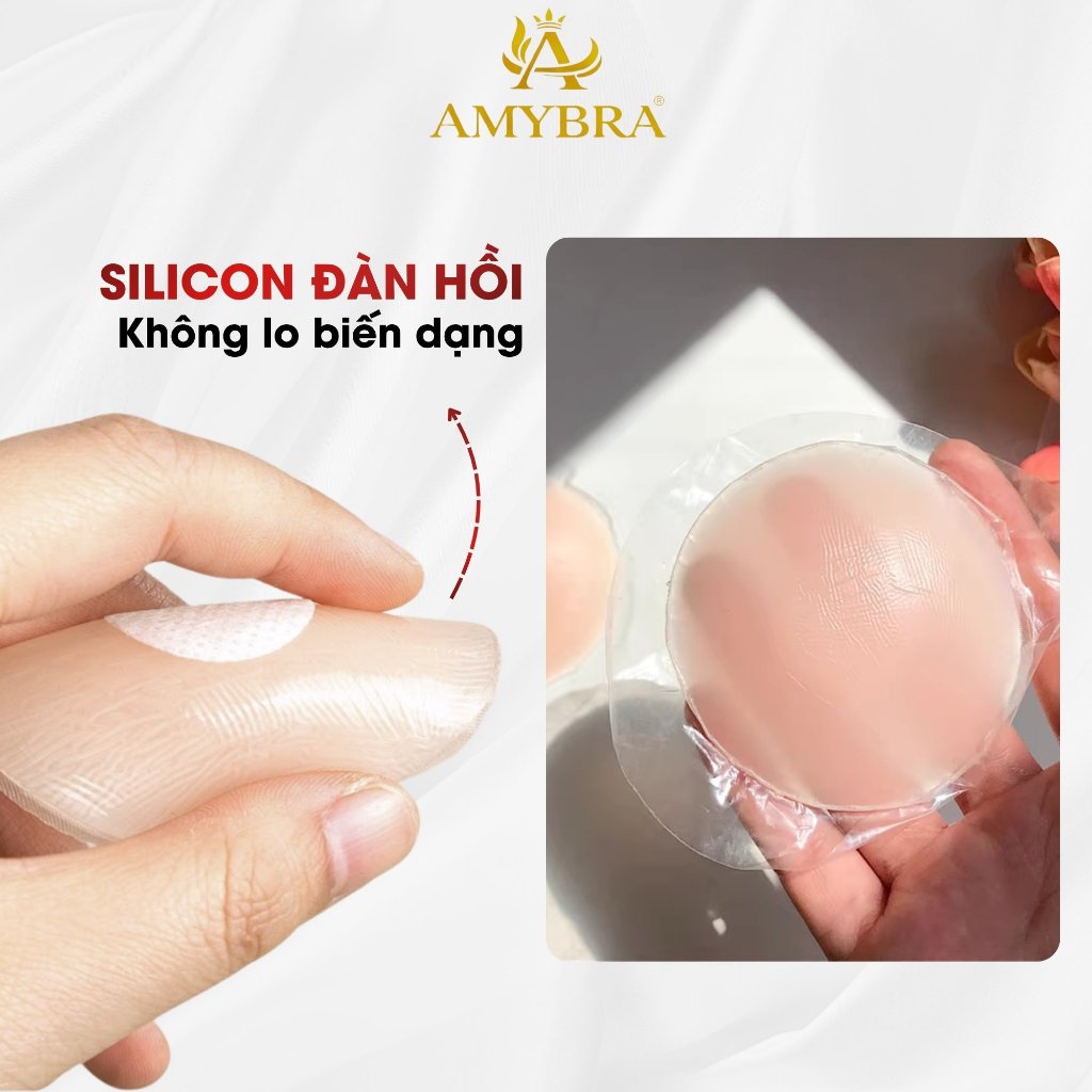 Hộp 10 Miếng Dán Ngực Silicon Viền Mỏng Tệp Da, 5 Cặp Miếng Dán Ti Có Thể Tái Sử Dụng AMYBRA D306