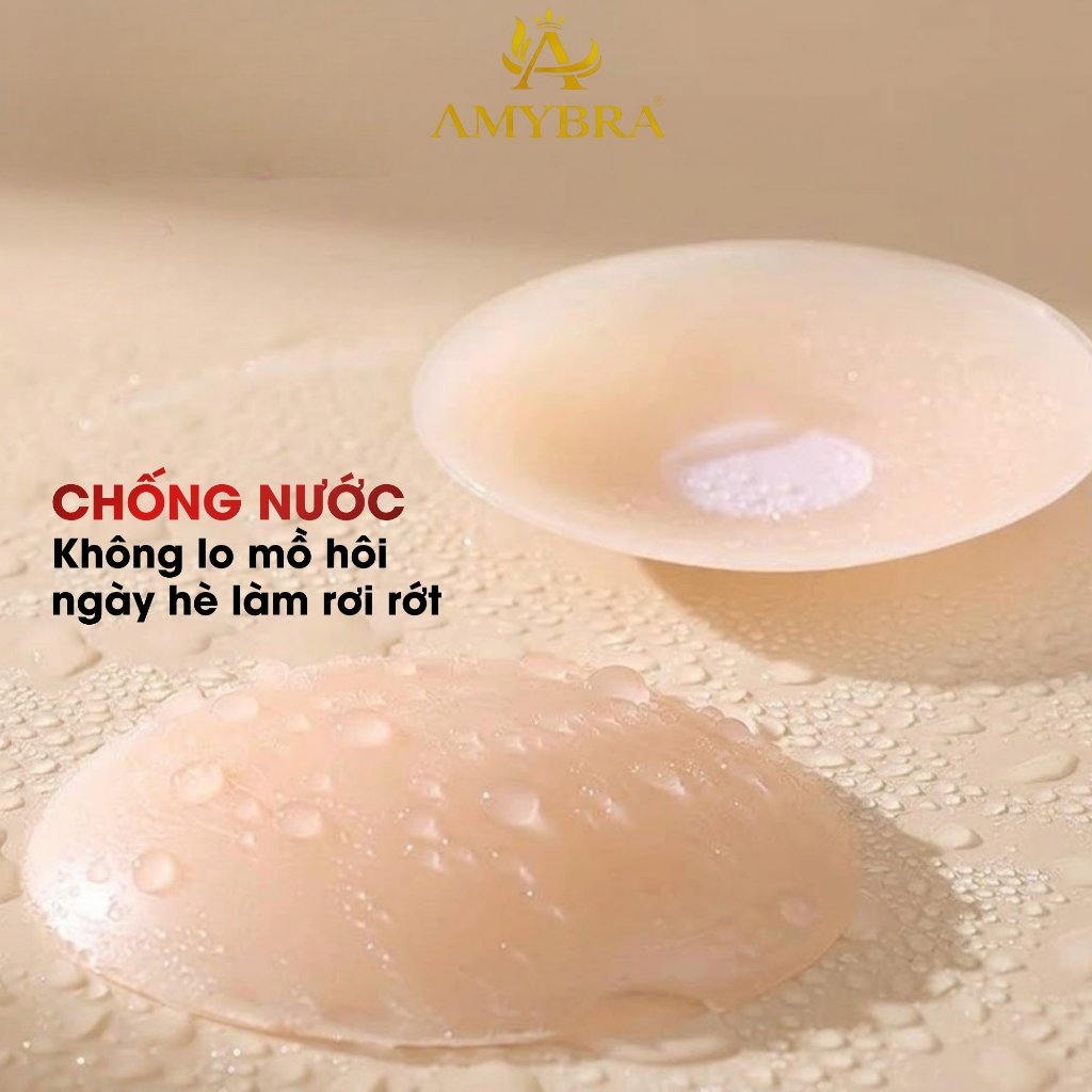 Hộp 10 Miếng Dán Ngực Silicon Viền Mỏng Tệp Da, 5 Cặp Miếng Dán Ti Có Thể Tái Sử Dụng AMYBRA D306