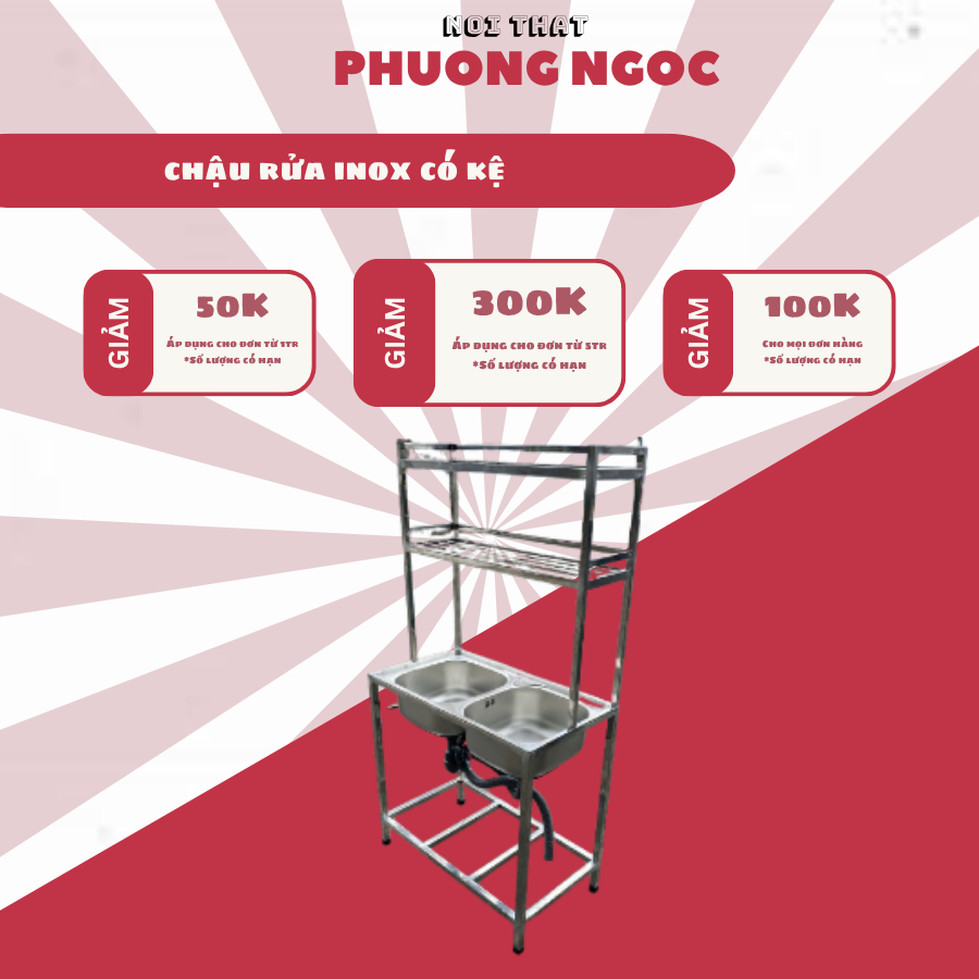 CHẬU RỬA CHÉN KÈM VÒI XẢ INOX 201