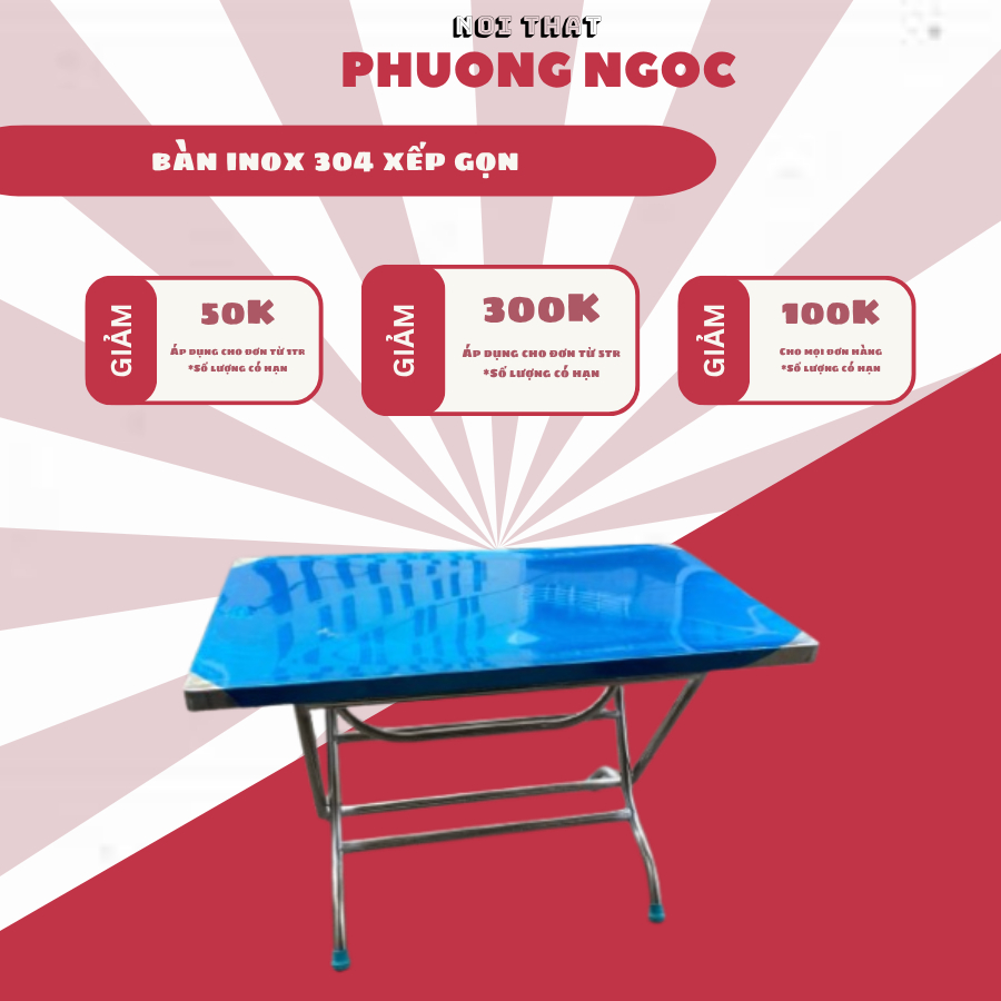 BÀN INOX GẤP GỌN CHẤT LIỆU 304( sản xuất tại xưởng)
