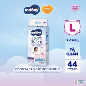 Tã bỉm quần Moony Blue cao cấp bé Trai/bé Gái M52/L44/XL38/XXL26/XXXL14