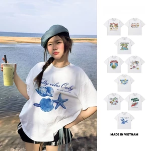 Áo thun unisex BST hè biển nhiều mẫu Miucho Garnel cotton chất lượng cao Thiết kế rộng rãi, phong cách bãi biển
