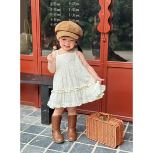 Váy Hai Dây Babydoll Bé Gái Mùa Hè Bèo Nhún DDáng Yêu Obebi 8-22KG V68