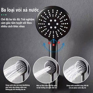 Bộ Vòi Hoa Sen 3 Trong 1 Màu Đen Mờ Đứng Nóng Lạnh Sen Tắm Tăng Áp Cao Tiết Kiệm Nước với Bộ Vòi Xịt Vệ Sinh