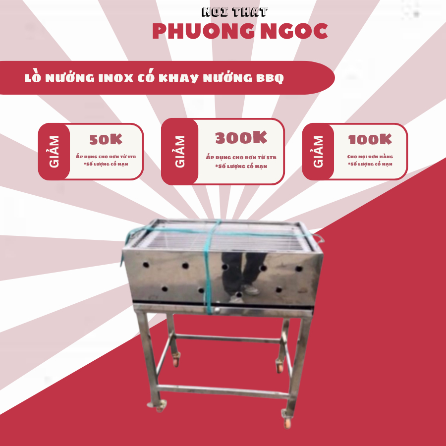 LÒ NƯỚNG INOX có bánh xe đảm bảo bền đẹp (ship hoả tốc)