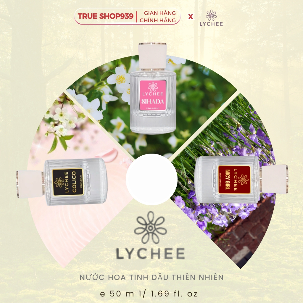 [Mua 5 Tặng 1] Combo 5 chai nước hoa tinh dầu Pháp thơm lâu tinh tế Lychee 50ml