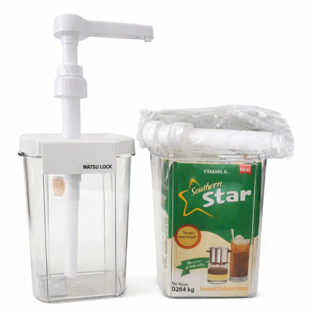 Bình Bơm Sữa Đặc 10ml Dung Tích 1.6L Bình Nhấn Định Lượng Pha Chế Trà Sữa Cà Phê