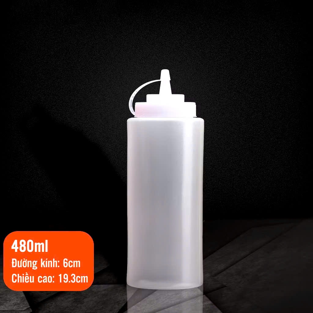 Chai Đựng Sốt Tròn  Nhựa PE Có Vạch Chia – Bình Bóp Sốt Tiện Lợi Nhiều Size