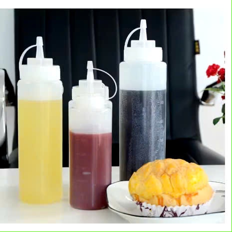 Chai Đựng Sốt Tròn  Nhựa PE Có Vạch Chia – Bình Bóp Sốt Tiện Lợi Nhiều Size