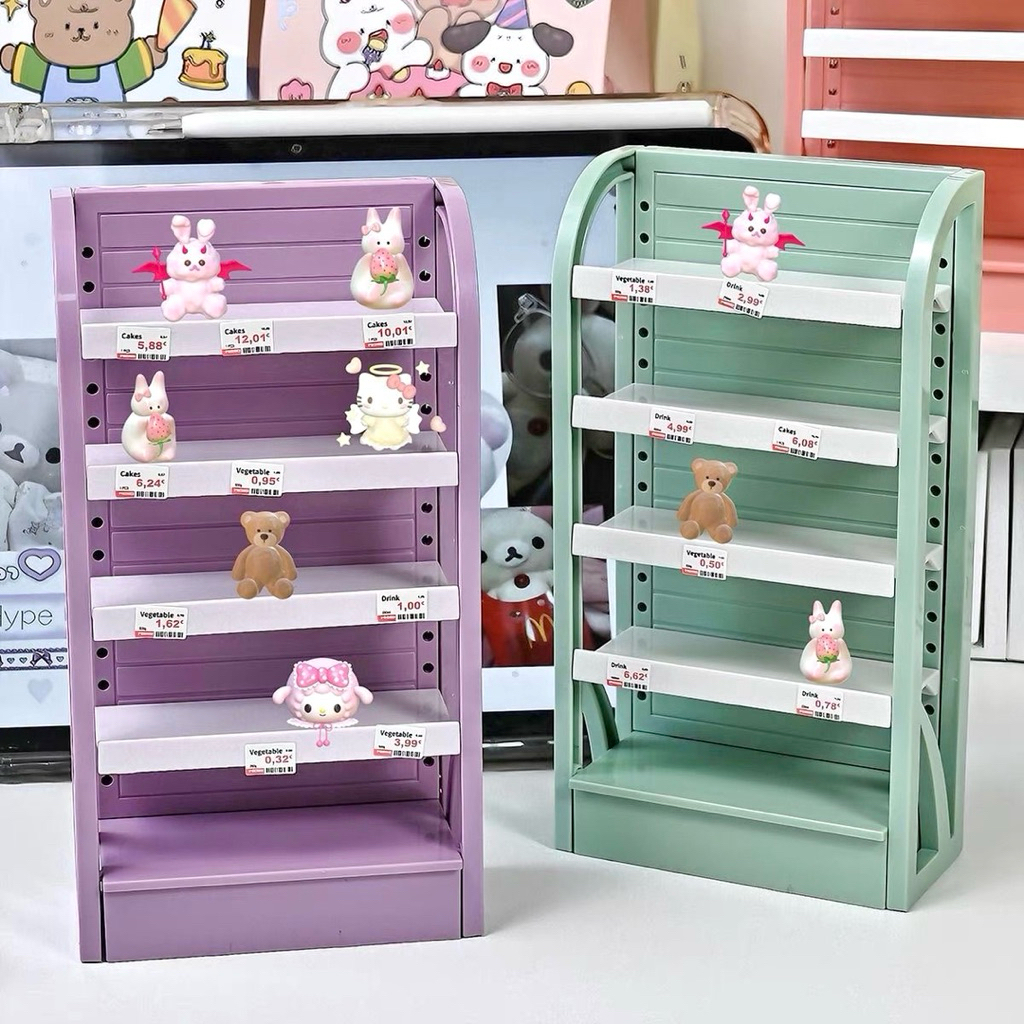 Kệ Nhựa Mini Tủ Nhựa Mini Đựng Đồ Đa Năng Tủ Đồ Chơi Siêu Thị Tạp Hoá Đựng Đồ Ăn Chai Nước Mini
