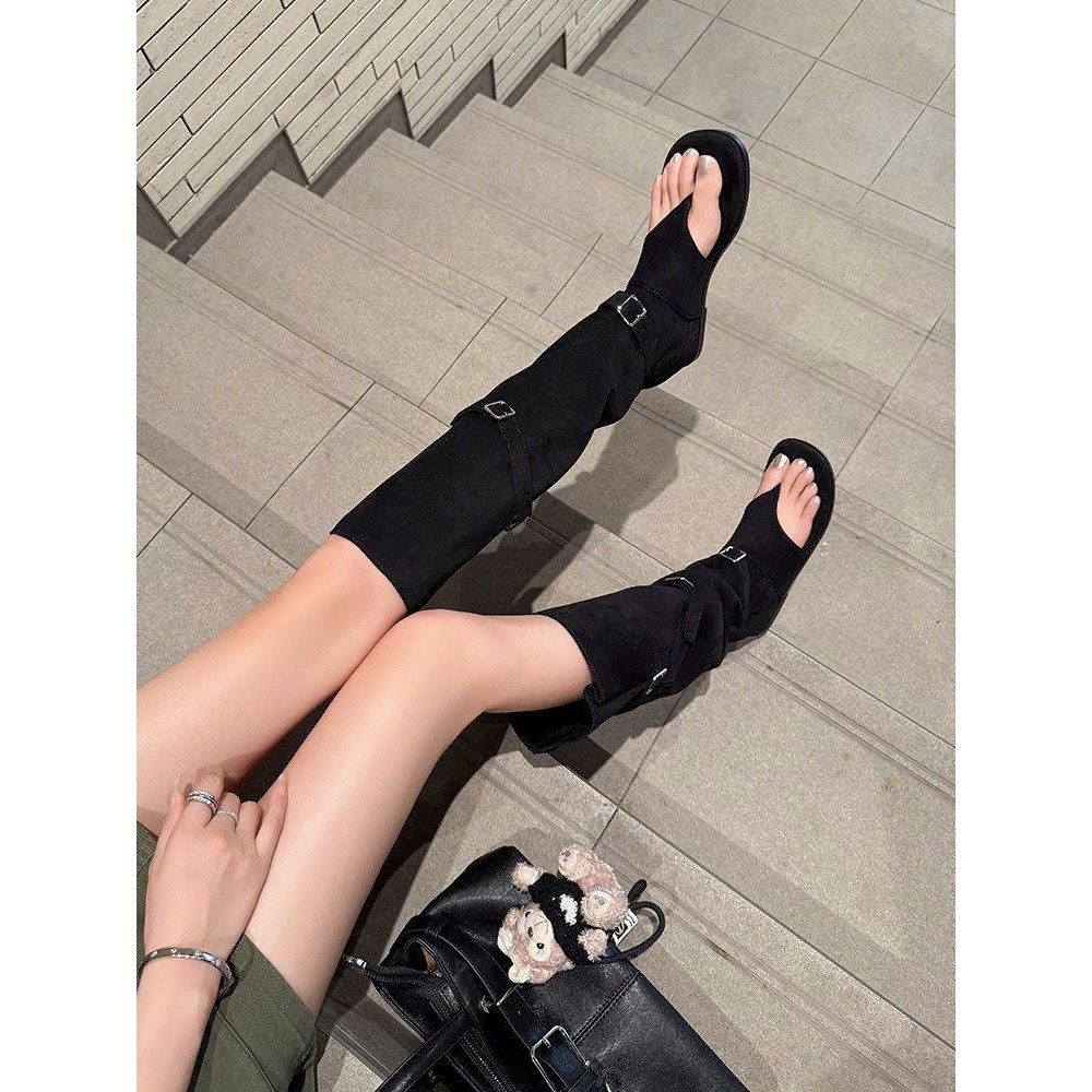 Giày Sandal Hở Mũi Phong Cách Retro Luxi Dáng Xương Cá Xếp Ly Mẫu 2026