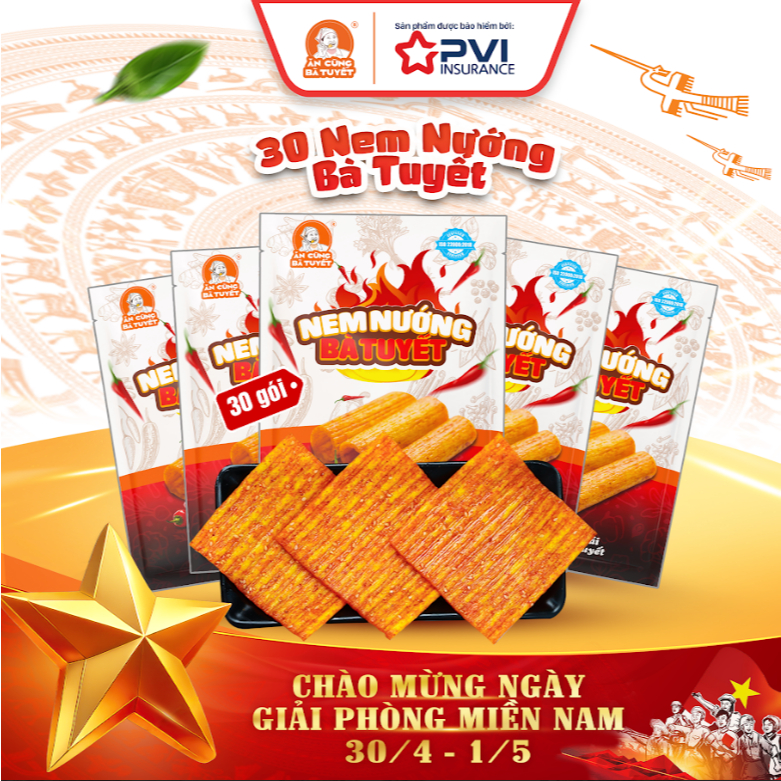(Tặng 1 chân gà) Combo 30 Nem Nướng Phên Bà Tuyết – Ăn cùng bà Tuyết M3