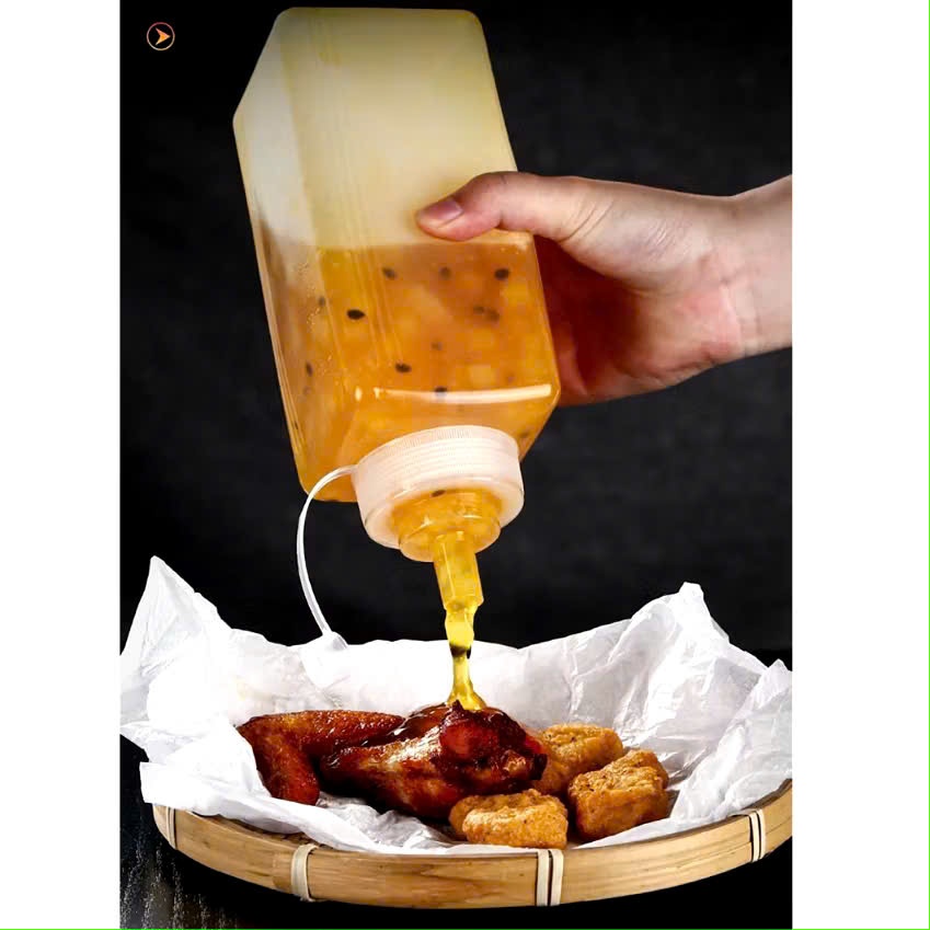Chai Đựng Sốt Vuông Miệng Rộng 800ml 1000ml Bình Bóp Sốt Pha Chế Trà Sữa Cà Phê