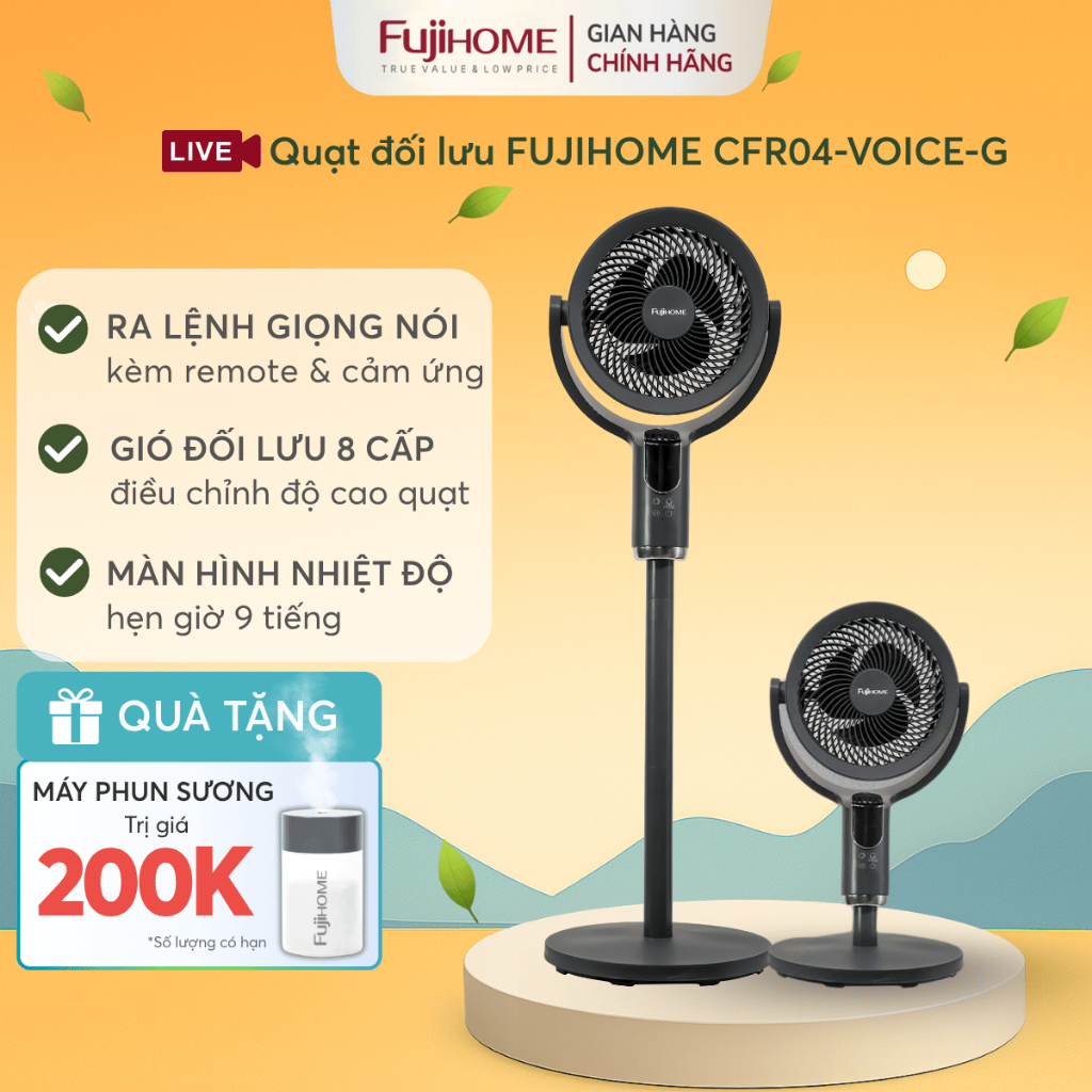 Quạt đối lưu điều khiển giọng nói FUJIHOME CFR04-VOICE, quạt cây Nhập Khẩu điều khiển giọng nói thông minh